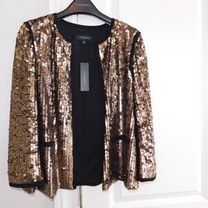 TALBOTS LADIES DRESS JACKET SIZE 8 TEXTURED GOLD SEQUINS STYLE 34019007 $249 NWT